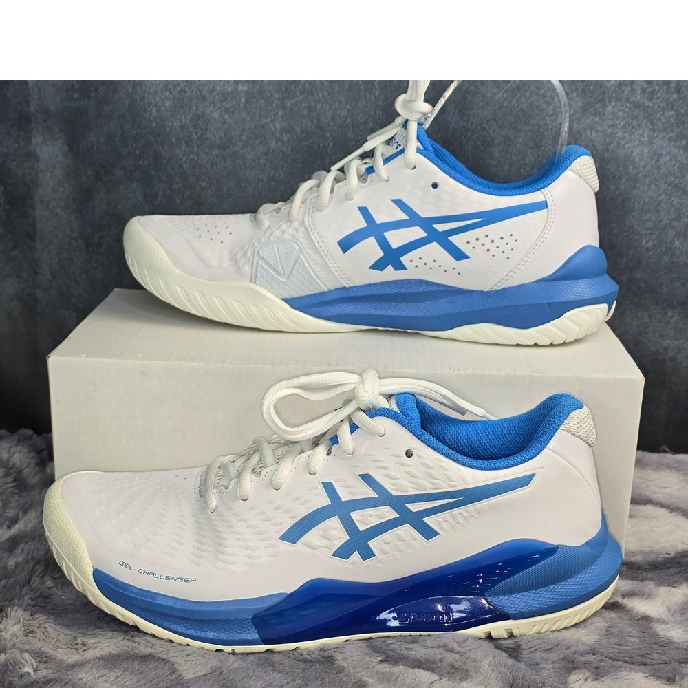 NWOT Asics Gel-Challenger 14 White Blue Tennis Court Shoes Womens 8.5